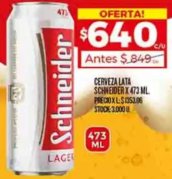 Supermercados DIA CERVEZA LATA SCHNEIDER X 473ML oferta