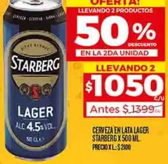 Supermercados DIA CERVEZA EN LATA LAGER STARBERG X 500ML oferta