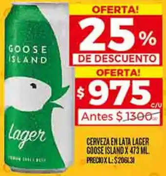 Supermercados DIA CERVEZA EN LATA LAGER GOOSE ISLAND X 473ML oferta