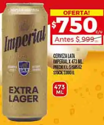 Supermercados DIA CERVEZA LATA IMPERIAL X 473ML oferta