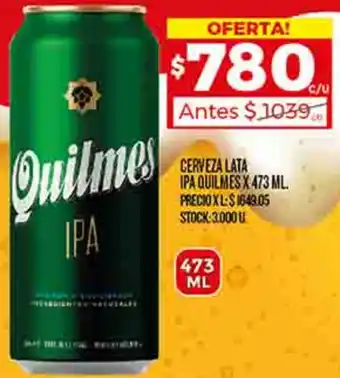 Supermercados DIA CERVEZA LATA IPA QUILMES X 473ML oferta