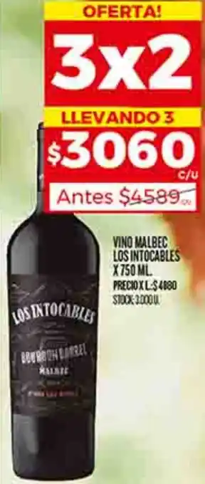 Supermercados DIA VINO MALBEC LOS INTOCABLES X 750ML oferta