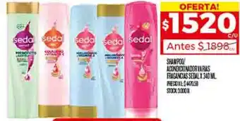 Supermercados DIA SHAMPOO ACONDICIONADOR VARIAS FRAGANCIAS SEDAL X 340ML oferta