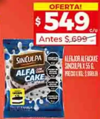 Supermercados DIA ALFAJOR ALFACAKE SINCULPA X 55G oferta