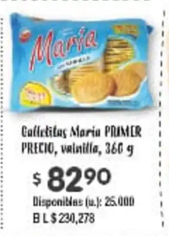 Cooperativa Obrera Galletitas Maria Primer Precio, vainilla, 360 g oferta
