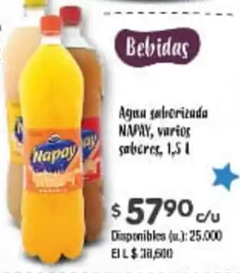 Cooperativa Obrera Agua Saborizada Napay, varios sabores, 1,5 L oferta