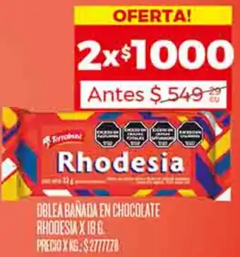 OBLEA BAÑADA EN CHOCOLATE RHODESIA X 18G