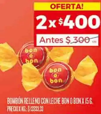 Supermercados DIA BOMBON RELLENO CON LECHE BON O BON X 15G oferta