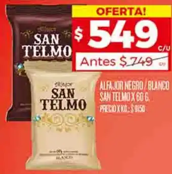 Supermercados DIA ALFAJOR NEGRO/BLANCO SAN TELMO X 60G oferta