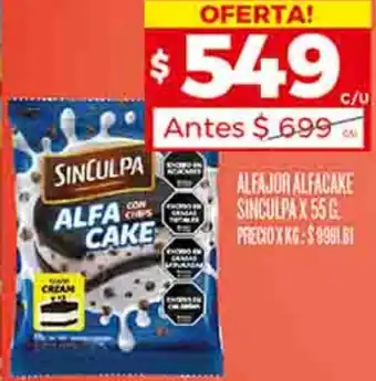Supermercados DIA ALFAJOR ALFACAKE SINCULPA X 55G oferta