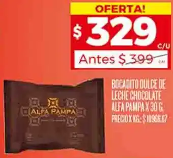 Supermercados DIA BOCADITO DULCE DE LECHE CHOCOLATE ALFA PAMPA X 30G oferta