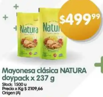 Supermercados Buenos Días Mayonesa clásica NATURA doypack x 237g oferta