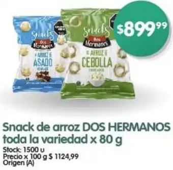 Supermercados Buenos Días Snack de arroz DOS HERMANOS toda la variedad x 80g oferta