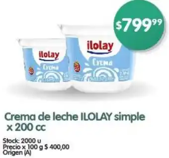 Supermercados Buenos Días Crema de leche ILOLAY simple x 200cc oferta