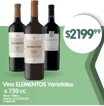 Supermercados Buenos Días Vino ELEMENTOS Varietales x 750cc oferta
