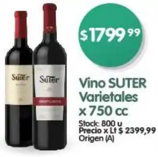Supermercados Buenos Días Vino SUTER Varietales x 750cc oferta