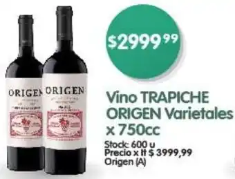 Supermercados Buenos Días Vino TRAPICHE ORIGEN Varietales x 750cc oferta