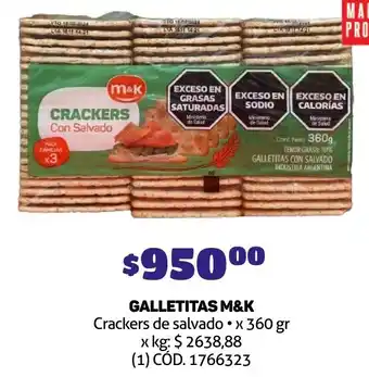 Makro GALLETITAS M&K Crackers de salvado x 360gr oferta