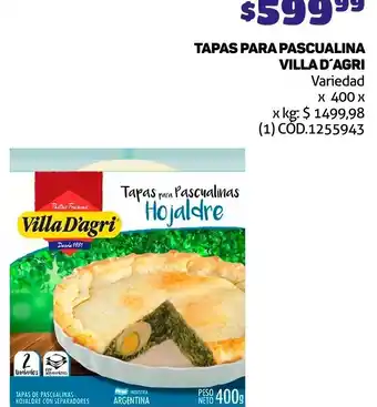 Makro TAPAS PARA PASCUALINA VILLA D'AGRI Variedad X 400g oferta