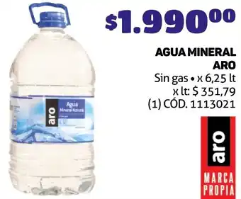 Makro AGUA MINERAL ARO Sin gas x 6,25 lt oferta