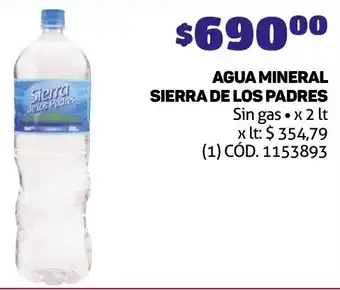Makro AGUA MINERAL SIERRA DE LOS PADRES x 2lt oferta