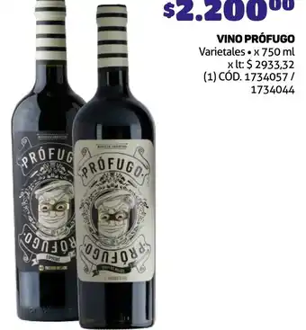 Makro VINO PRÓFUGO Varietales x 750ml oferta