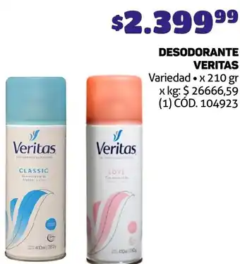 Makro DESODORANTE VERITAS Variedad x 210gr oferta