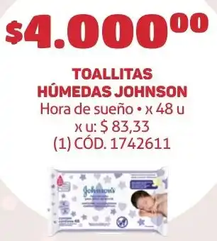 Makro TOALLITAS HÚMEDAS JOHNSON x 48u oferta