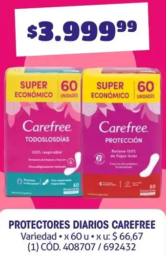 Makro PROTECTORES DIARIOS CAREFREE Variedad x 60u oferta