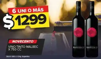 Carrefour Maxi NOVECENTO VINO TINTO MALBEC X 750CC oferta
