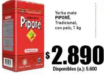 Cooperativa Obrera Yerba mate PIPORÉ, Tradicional, con palo, 1kg oferta