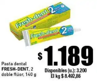 Cooperativa Obrera Pasta dental FRESH-DENT, 2 doble flúor 140g oferta