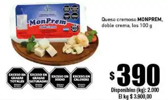 Cooperativa Obrera Queso cremoso MONPREM, doble crema, los 100g oferta
