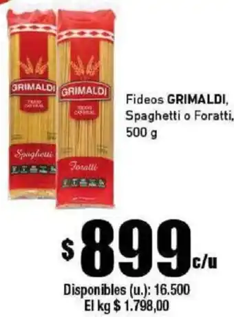 Cooperativa Obrera Fideos GRIMALDI, Spaghetti o Foratti 500g oferta