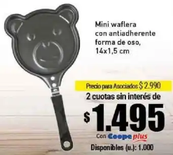 Cooperativa Obrera Mini waflera con antiadherente forma de oso 14x1,5cm oferta