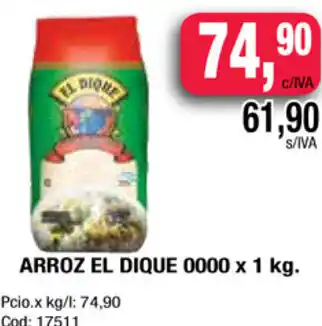 Maxiconsumo El Dique Arroz 0000 x 1 kg oferta