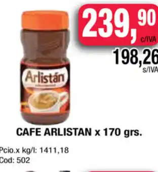 Maxiconsumo Arlistan Cafe x 170 grs oferta