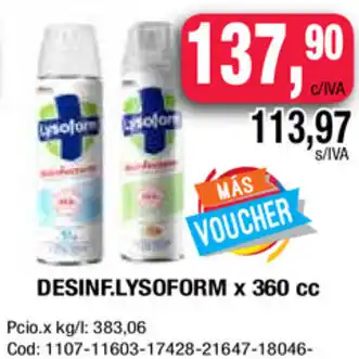 Maxiconsumo Lysoform Desinf. x 360 cc oferta