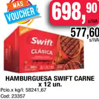 Maxiconsumo Swift Hamburguesa Carne x 12 un oferta
