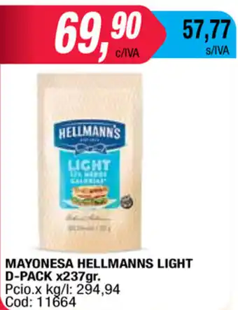 Maxiconsumo Hellmanns Mayonesa Light D-Pack x 237 gr oferta