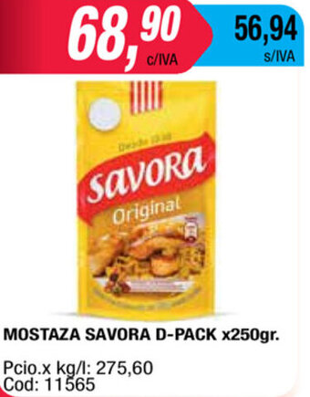 Maxiconsumo Savora Mostaza D-Pack x 250 gr. oferta
