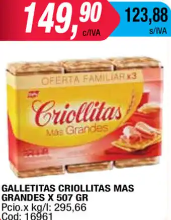 Maxiconsumo Criollitas Galletitas Mas Grandes x 507 gr oferta