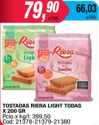 Maxiconsumo Riera Tostadas Light Todas x 200 gr oferta