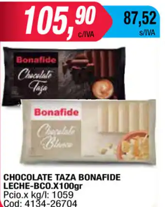 Maxiconsumo Bonafide Chocolate Taza Leche-Bco. x 100 gr oferta