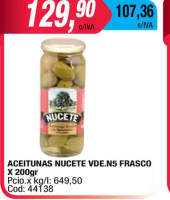 Maxiconsumo Aceitunas Nucete VDE.N5 Frasco x 200gr oferta