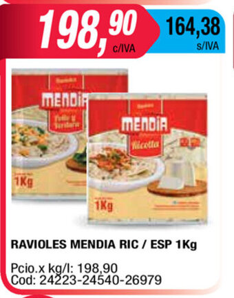 Maxiconsumo Ravioles Mendia Ric/Esp 1kg oferta