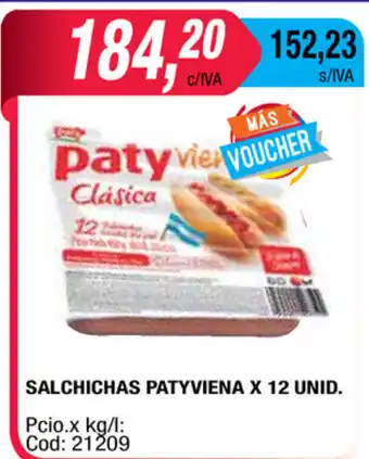 Maxiconsumo Patyviena Salchichas x 12 unid oferta