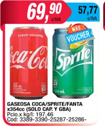 Maxiconsumo Coca/Sprite/Fanta Gaseosa x 354cc oferta