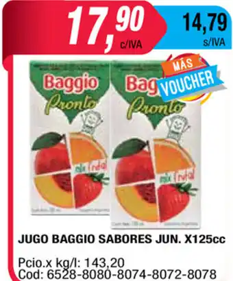 Maxiconsumo Jugo Baggio Sabores Jun x 123cc oferta