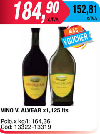 Maxiconsumo Vino V. Alvear x 1,125lts oferta